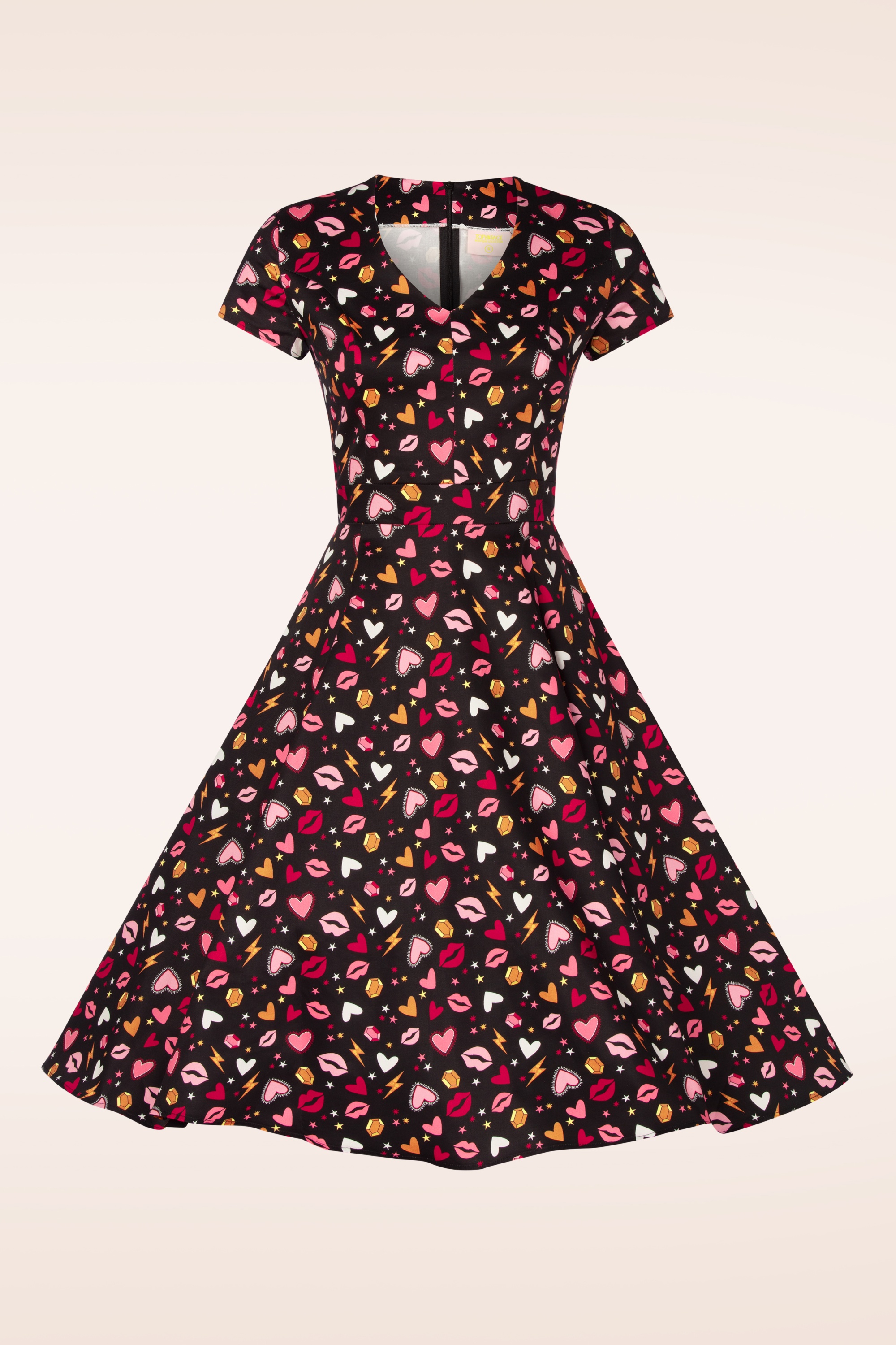 Topvintage Boutique Collection - Topvintage exclusive ~ Heartsy swing jurk in zwart 7