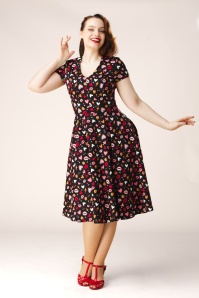 Topvintage Boutique Collection - Topvintage exclusive ~ Heartsy swing jurk in zwart