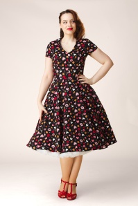 Topvintage Boutique Collection - Topvintage exclusive ~ Heartsy swing jurk in zwart 3