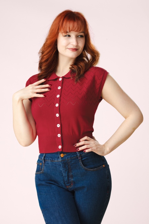Rock-a-Booty - Topvintage exclusive ~ Mia gebreide top in rood