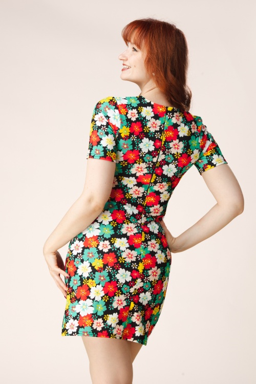 Vintage Chic for Topvintage - Topvintage exclusive ~ Harmony A-lijn jurk in zwart en multi 2