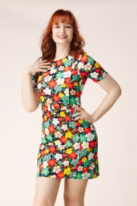 Vintage Chic for Topvintage - Topvintage exclusive ~ Harmony A-lijn jurk in zwart en multi