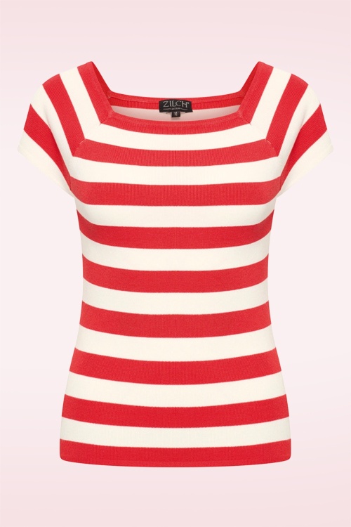 Zilch - Kaylie Two Tone top in koraal bloesem en wit