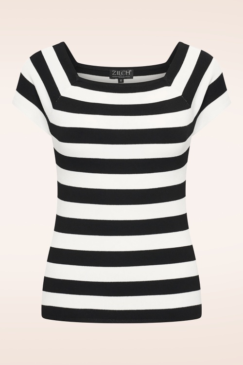 Zilch - Kaylie Two Tone top in zwart en wit
