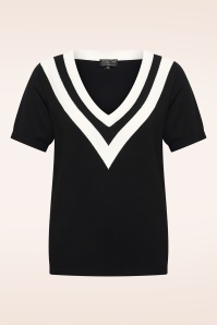 Zilch - Veronica V-Neck top in zwart