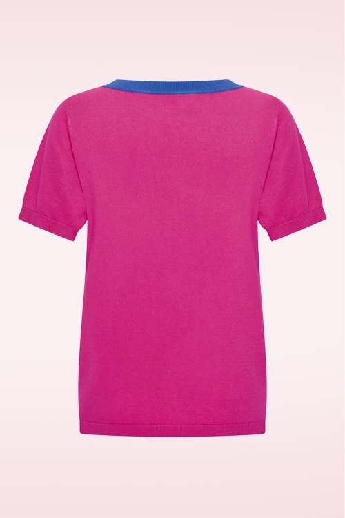 Zilch - Veronica V-Neck top in fuchsia 2