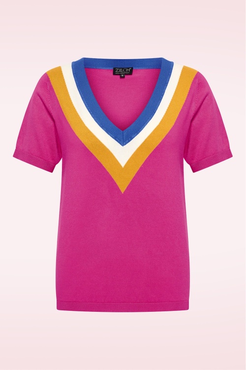 Zilch - Veronica V-Neck top in fuchsia