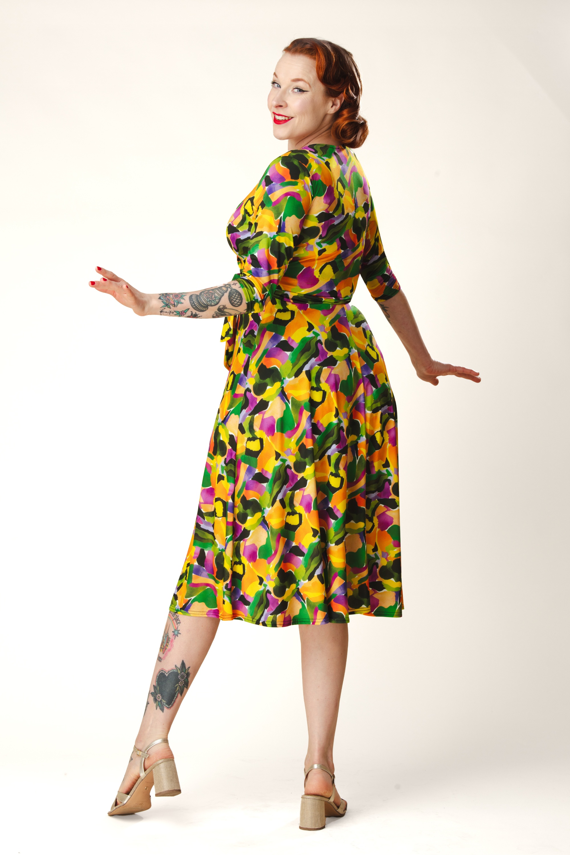 Vintage Chic for Topvintage - Topvintage exclusive ~ Aria Graphic swing jurk in multi 3