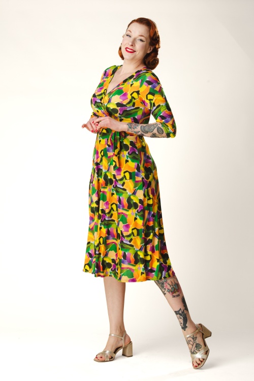 Vintage Chic for Topvintage - Topvintage exclusive ~ Aria Graphic swing jurk in multi