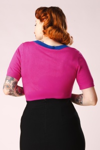 Zilch - Veronica V-Neck top in fuchsia 3