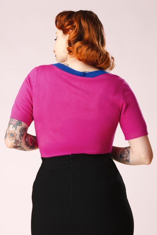 Zilch - Veronica V-Neck top in fuchsia 3