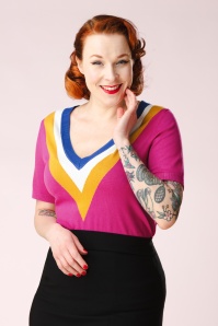 Zilch - Veronica V-Neck top in fuchsia