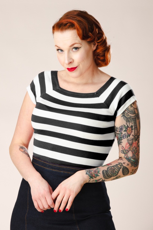 Zilch - Kaylie Two Tone top in zwart en wit