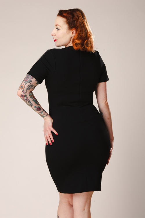 Vintage Chic for Topvintage - Topvintage exclusive ~ Elise Elegance pencil jurk in zwart 2