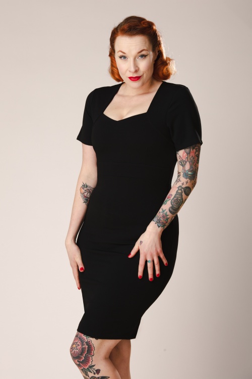 Vintage Chic for Topvintage - Topvintage exclusive ~ Elise Elegance pencil jurk in zwart