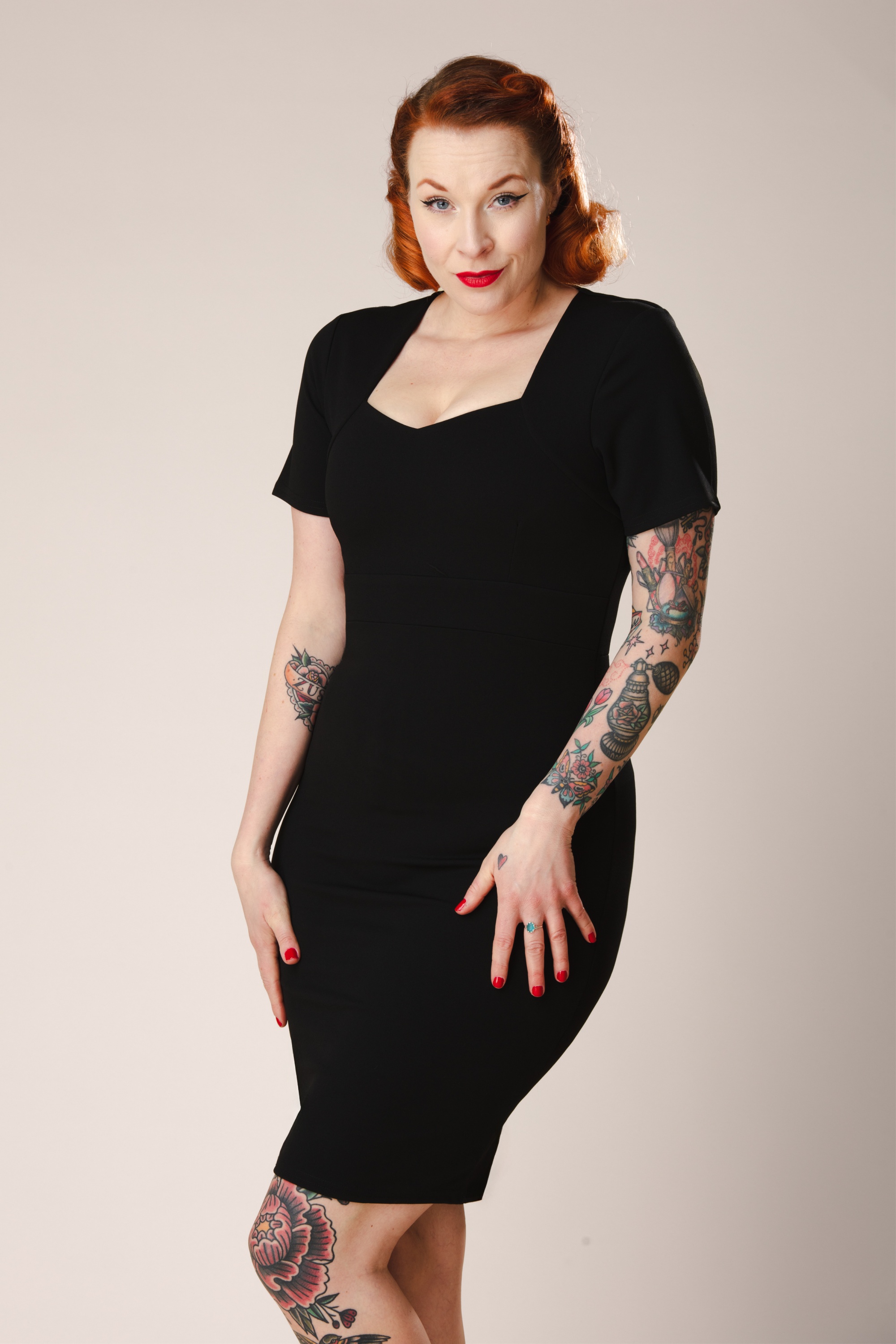 Vintage Chic for Topvintage - Topvintage exclusive ~ Elise Elegance pencil jurk in zwart