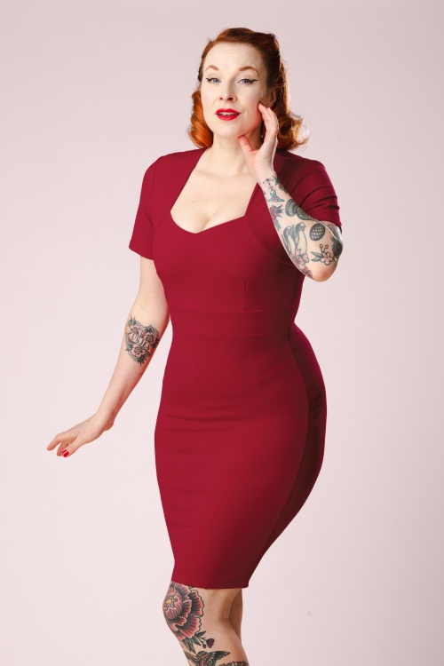 Vintage Chic for Topvintage - Topvintage exclusive ~ Elise Elegance pencil jurk in rood