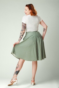 Vintage Chic for Topvintage - Topvintage exclusive ~ Betty gingham swing rok in groen en wit 2