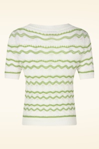 Topvintage Boutique Collection - Topvintage exclusive ~ Daisy vest in wit en groen 5