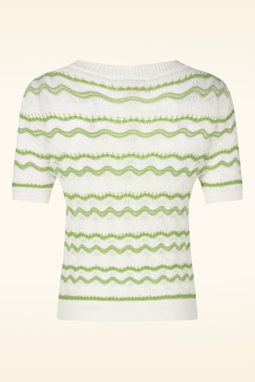 Topvintage Boutique Collection - Topvintage exclusive ~ Daisy vest in wit en groen 5