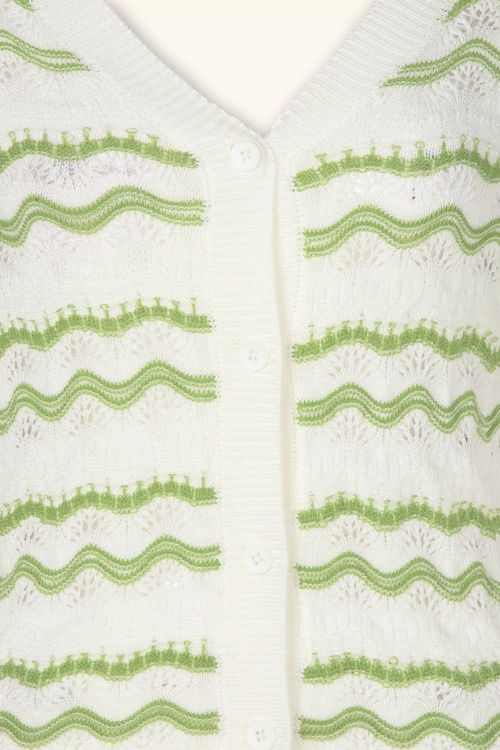 Topvintage Boutique Collection - Topvintage exclusive ~ Daisy vest in wit en groen 3