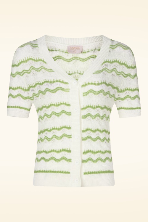 Topvintage Boutique Collection - Topvintage exclusive ~ Daisy vest in wit en groen 2