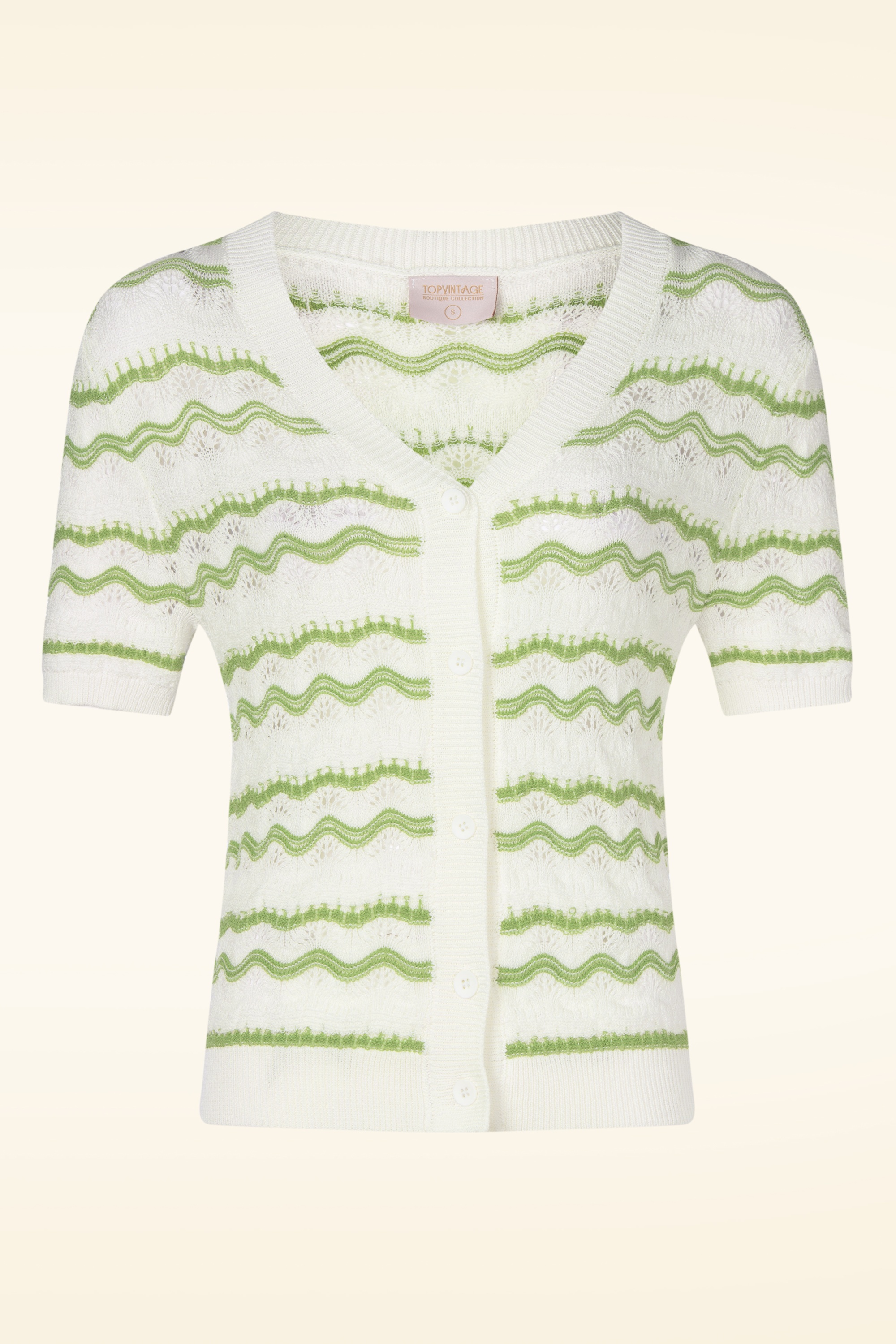 Topvintage Boutique Collection - Topvintage exclusive ~ Daisy vest in wit en groen 2