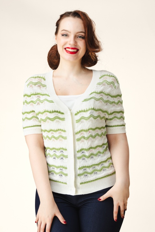 Topvintage Boutique Collection - Topvintage exclusive ~ Daisy vest in wit en groen