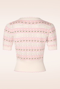 Topvintage Boutique Collection - Topvintage exclusive ~ Lily Flower vest in crème en roze  5