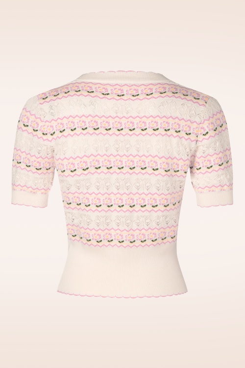 Topvintage Boutique Collection - Topvintage exclusive ~ Lily Flower vest in crème en roze  5