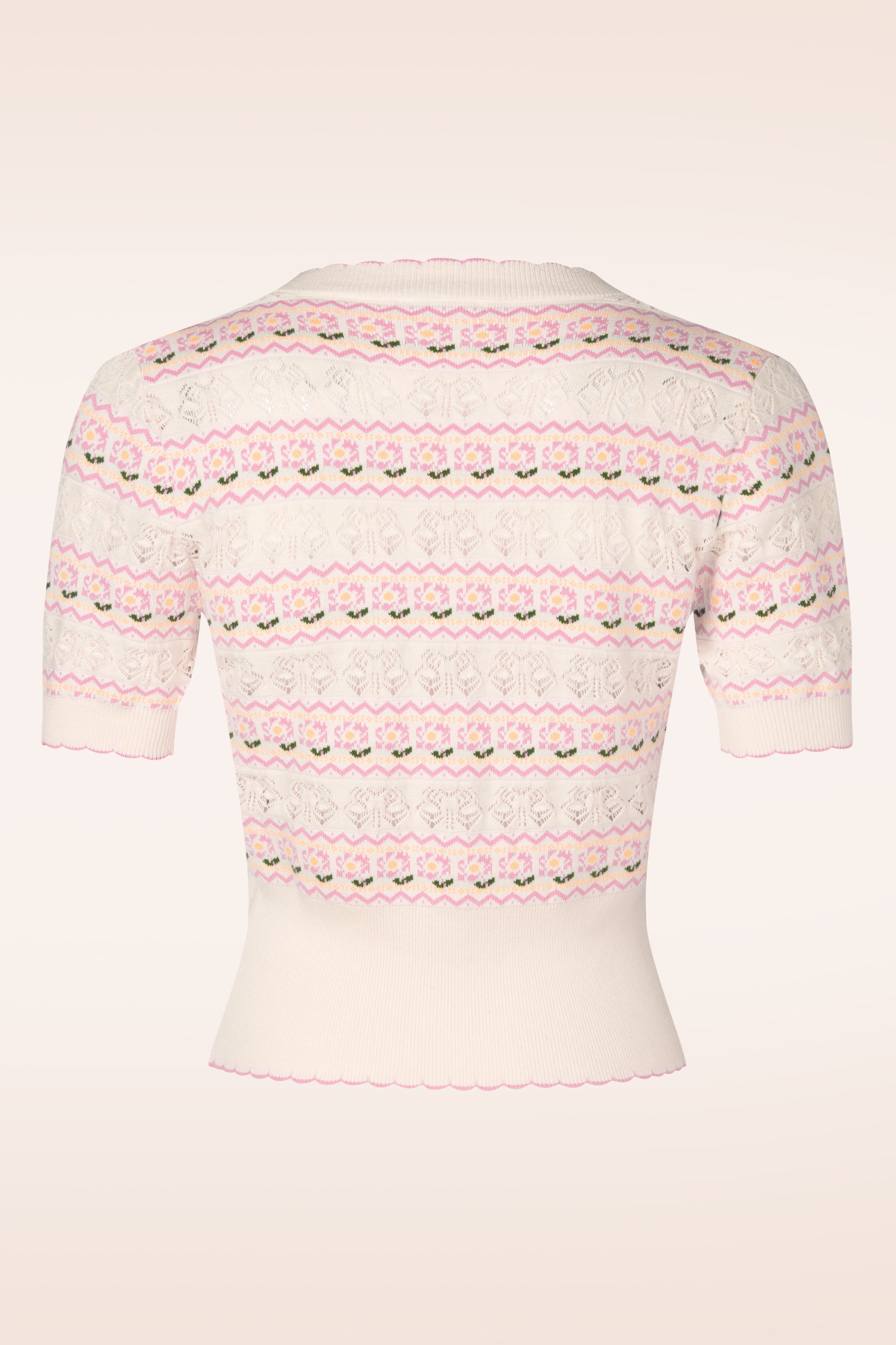 Topvintage Boutique Collection - Topvintage exclusive ~ Lily Flower vest in crème en roze  5