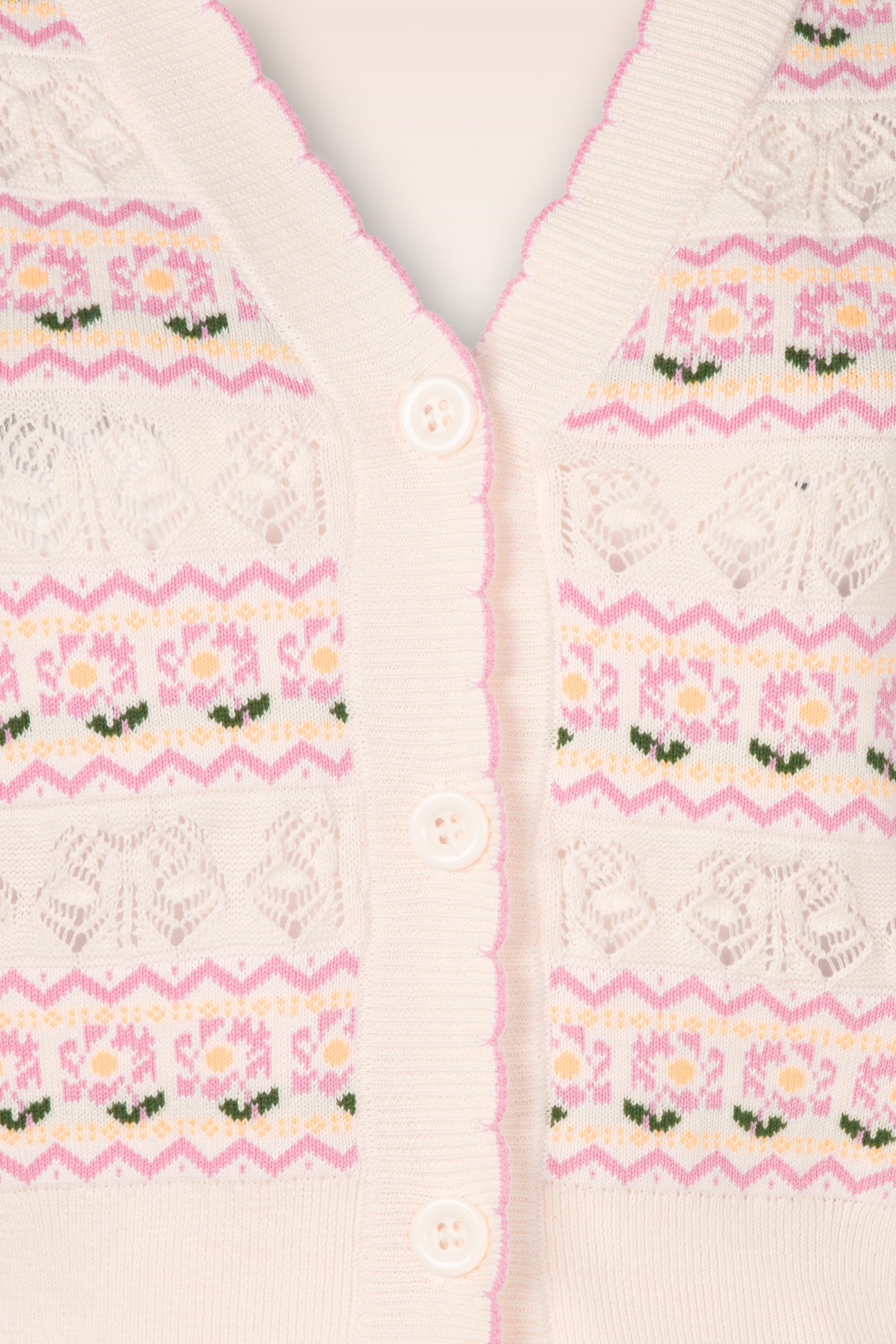 Topvintage Boutique Collection - Topvintage exclusive ~ Lily Flower vest in crème en roze  3