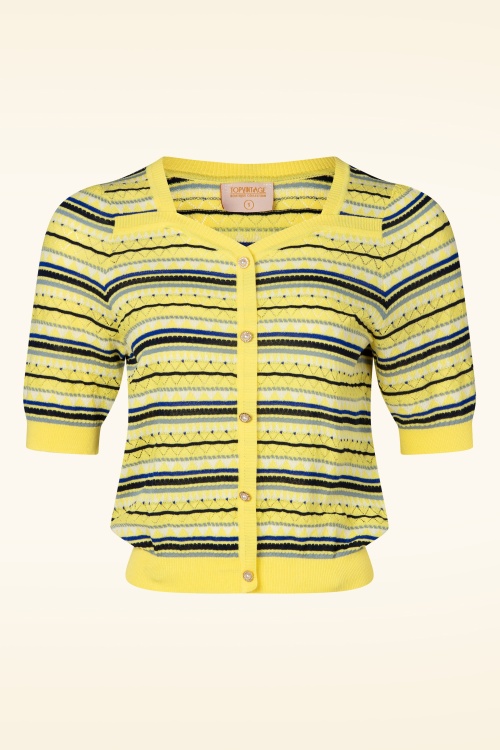 Topvintage Boutique Collection - Topvintage exclusive ~ Pearl top in geel  2