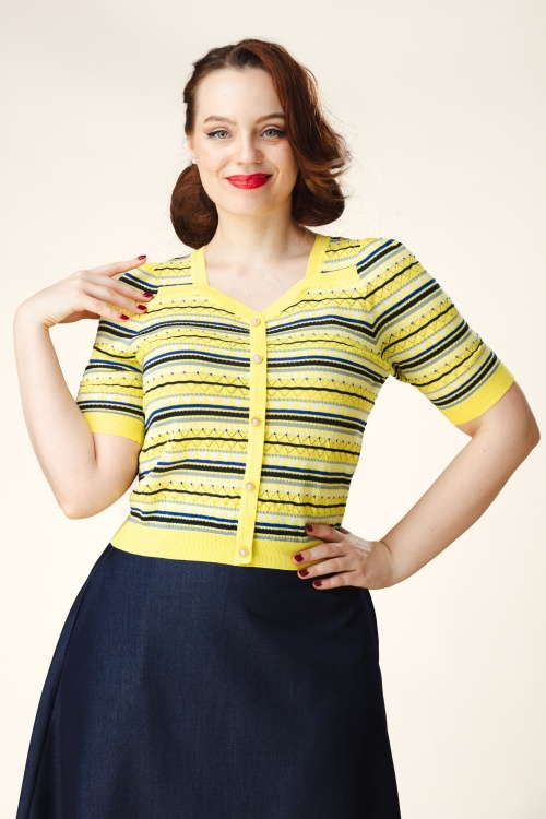 Topvintage Boutique Collection - Topvintage exclusive ~ Pearl top in geel  4