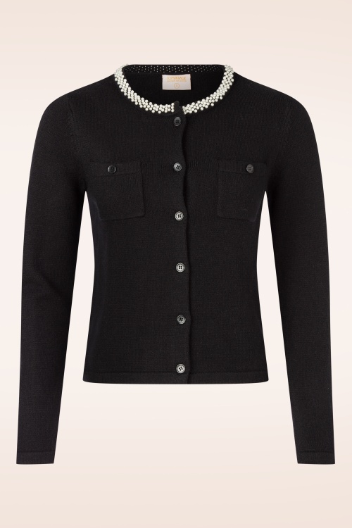 Topvintage Boutique Collection - Topvintage exclusive ~ Gaby pearl vest in zwart 2