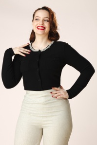 Topvintage Boutique Collection - Topvintage exclusive ~ Gaby pearl vest in zwart 4