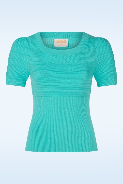 Topvintage Boutique Collection - Topvintage exclusive ~ Janett top in aqua 2