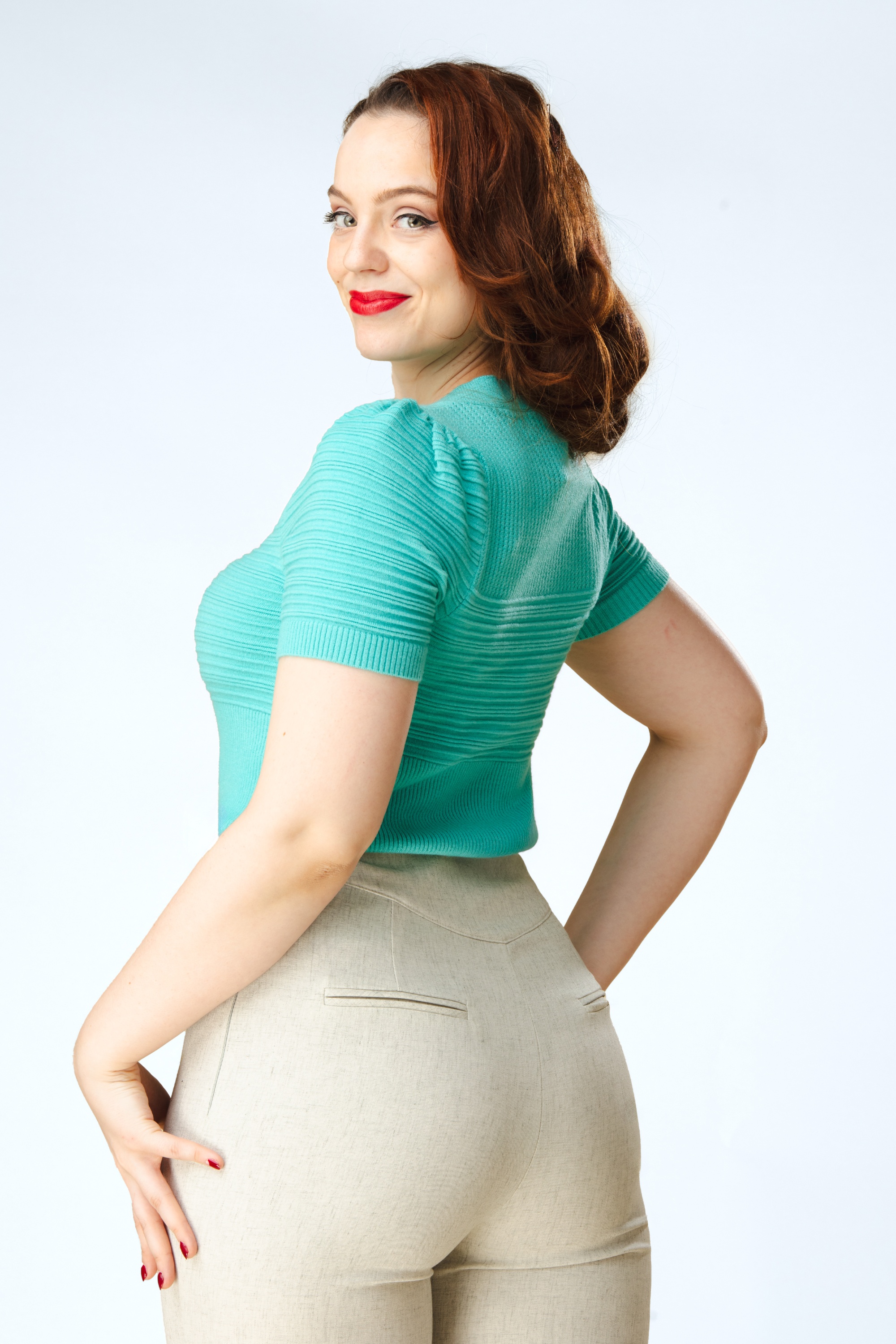 Topvintage Boutique Collection - Topvintage exclusive ~ Janett top in aqua 4