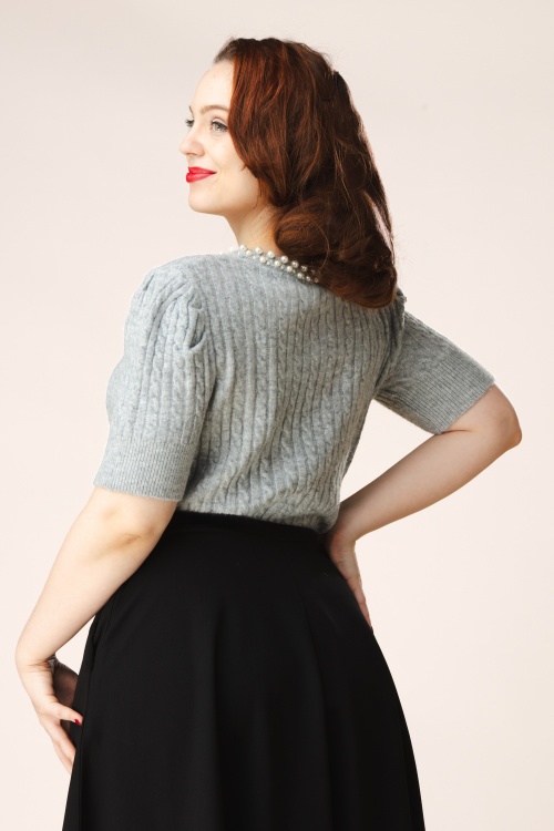 Topvintage Boutique Collection - Topvintage exclusive ~ Eliza Pearl top in grijs 4