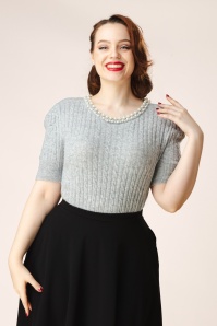 Topvintage Boutique Collection - Topvintage exclusive ~ Eliza Pearl top in grijs