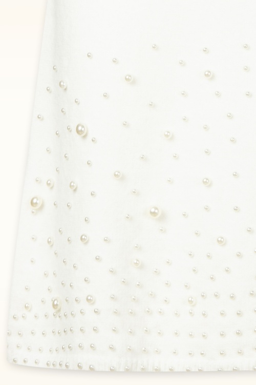 Topvintage Boutique Collection - Topvintage exclusive ~ Priscialla Pearl gebreide a-lijn rok in wit 3