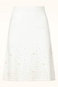 Topvintage Boutique Collection - Topvintage exclusive ~ Priscialla Pearl gebreide a-lijn rok in wit 2