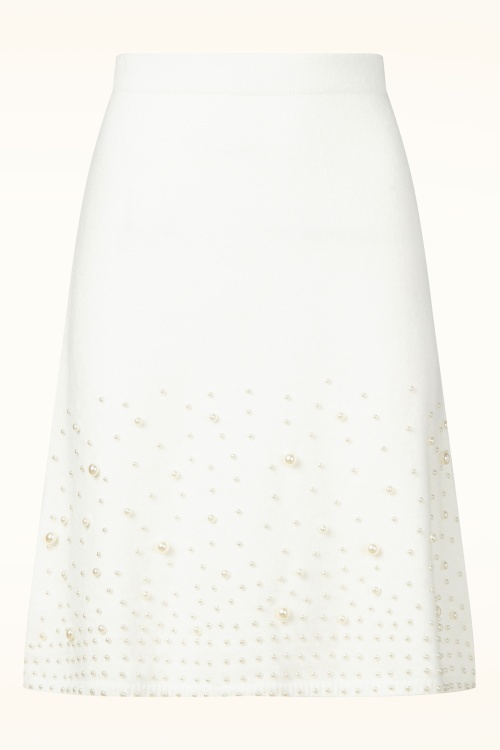Topvintage Boutique Collection - Topvintage exclusive ~ Priscialla Pearl gebreide a-lijn rok in wit 2