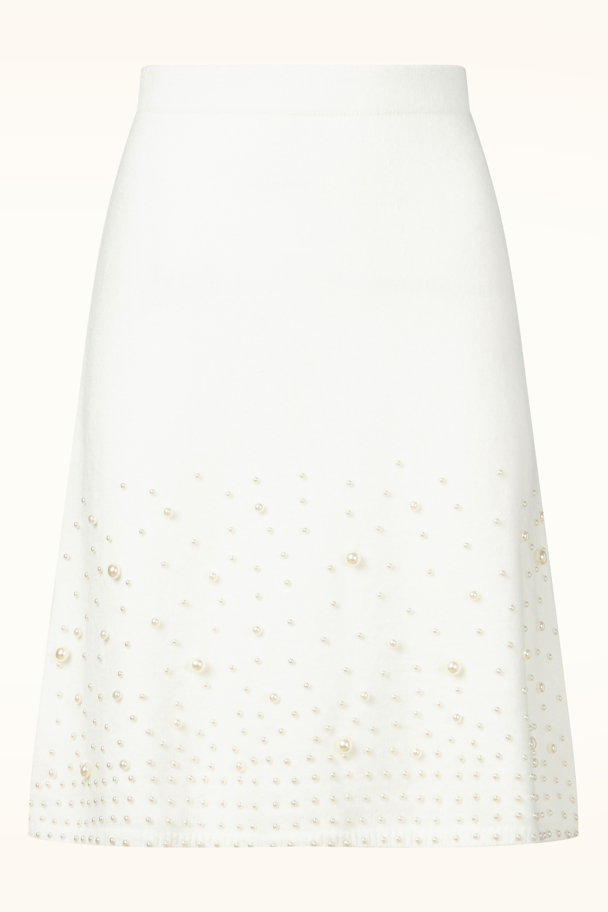 Topvintage Boutique Collection - Topvintage exclusive ~ Priscialla Pearl gebreide a-lijn rok in wit 2