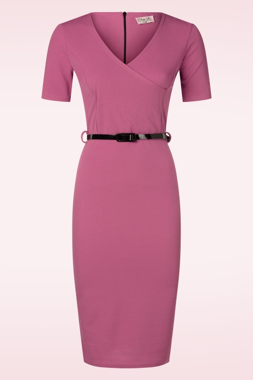 Vintage Chic for Topvintage - Topvintage exclusive ~ Rose pencil jurk in dieproze  2