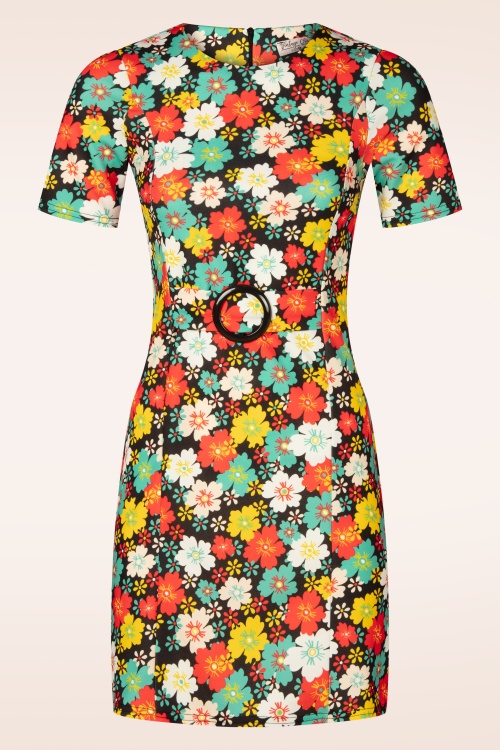 Vintage Chic for Topvintage - Topvintage exclusive ~ Harmony A-lijn jurk in zwart en multi 2