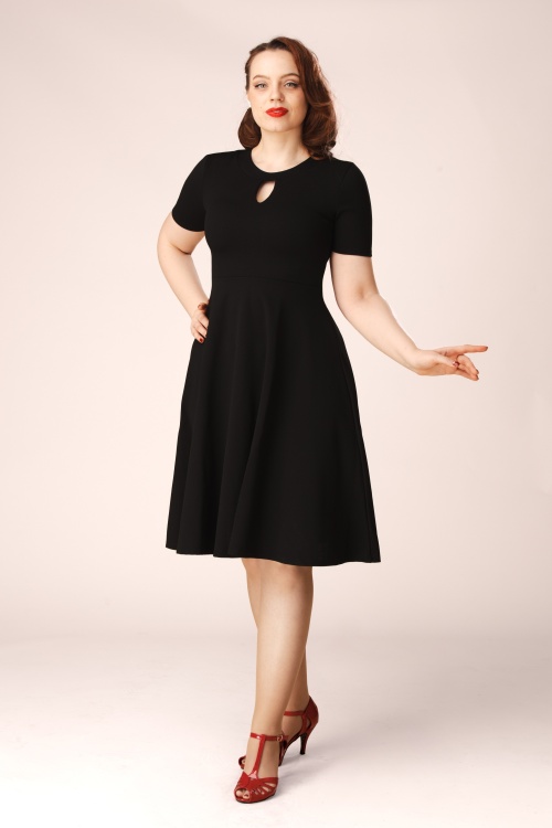 Vintage Chic for Topvintage - Topvintage exclusive ~ Clara swing jurk in zwart