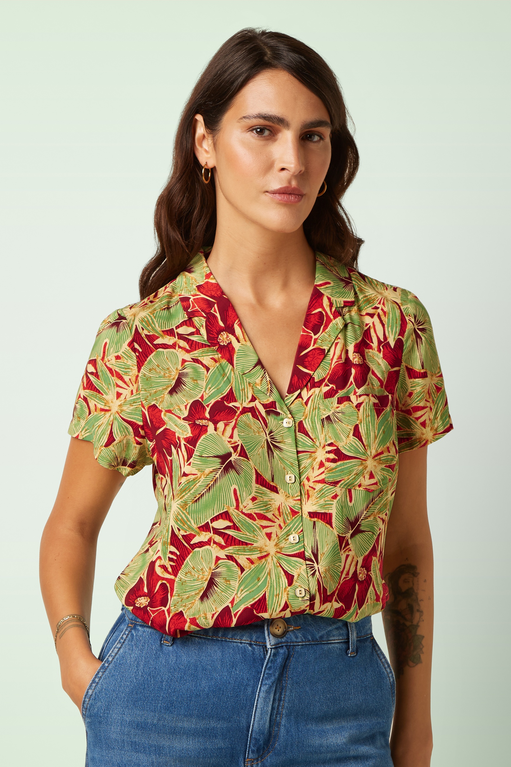 King Louie - Bella Rico blouse in vuurrood