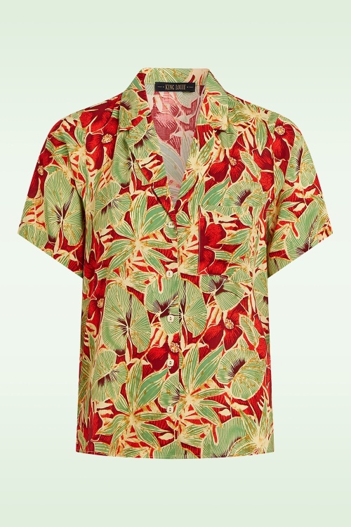 King Louie - Bella Rico blouse in vuurrood 2