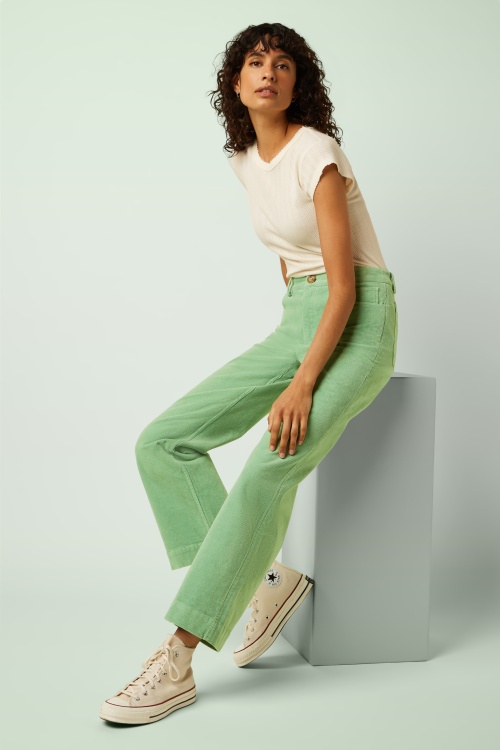 King Louie - Bob corduroy broek in Sprucestone mint 5
